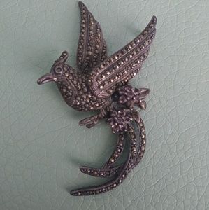 Vintage Marcasite sterling silver brooch